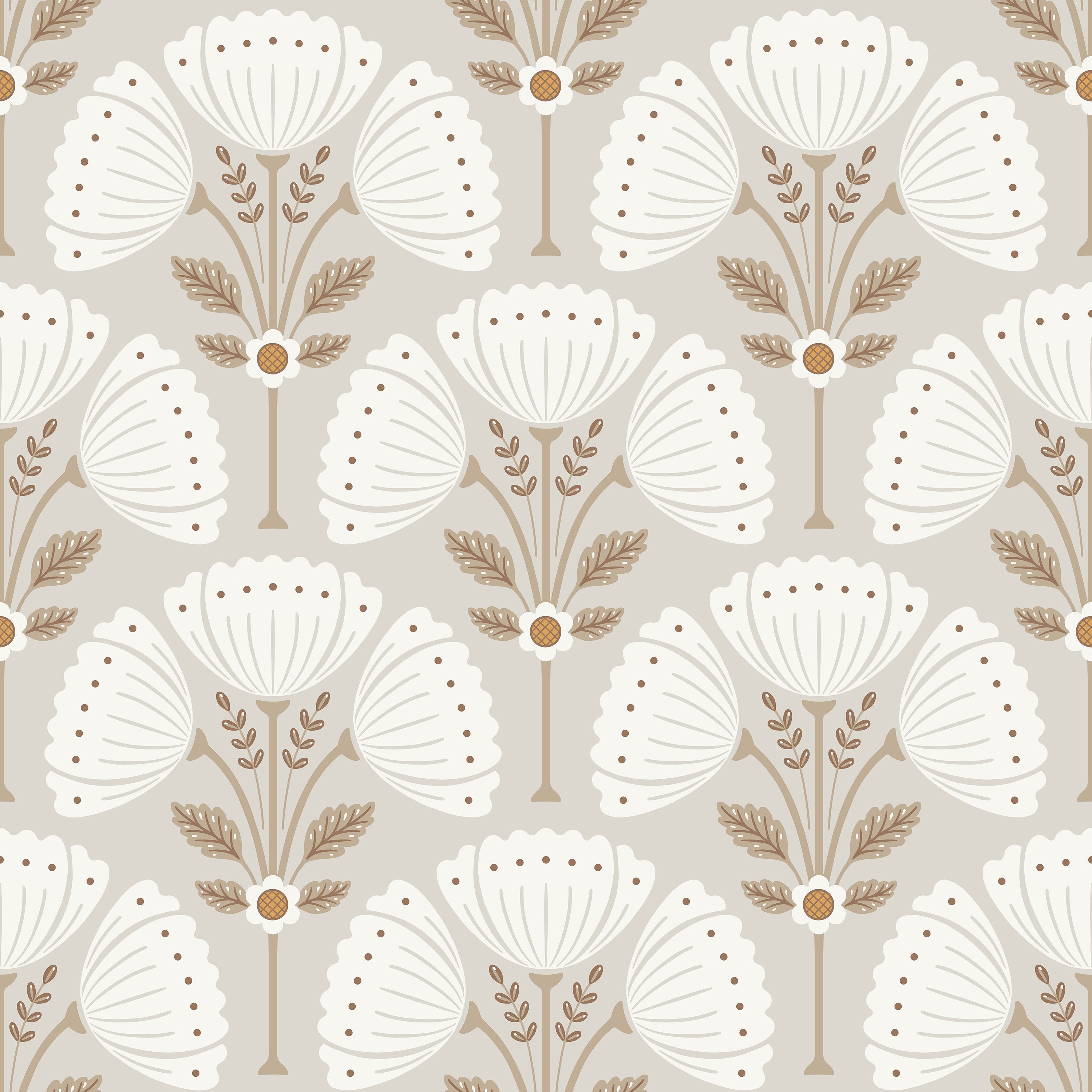 Block Print Bouquet Earthy peel and stick wallpaper pattern swatch